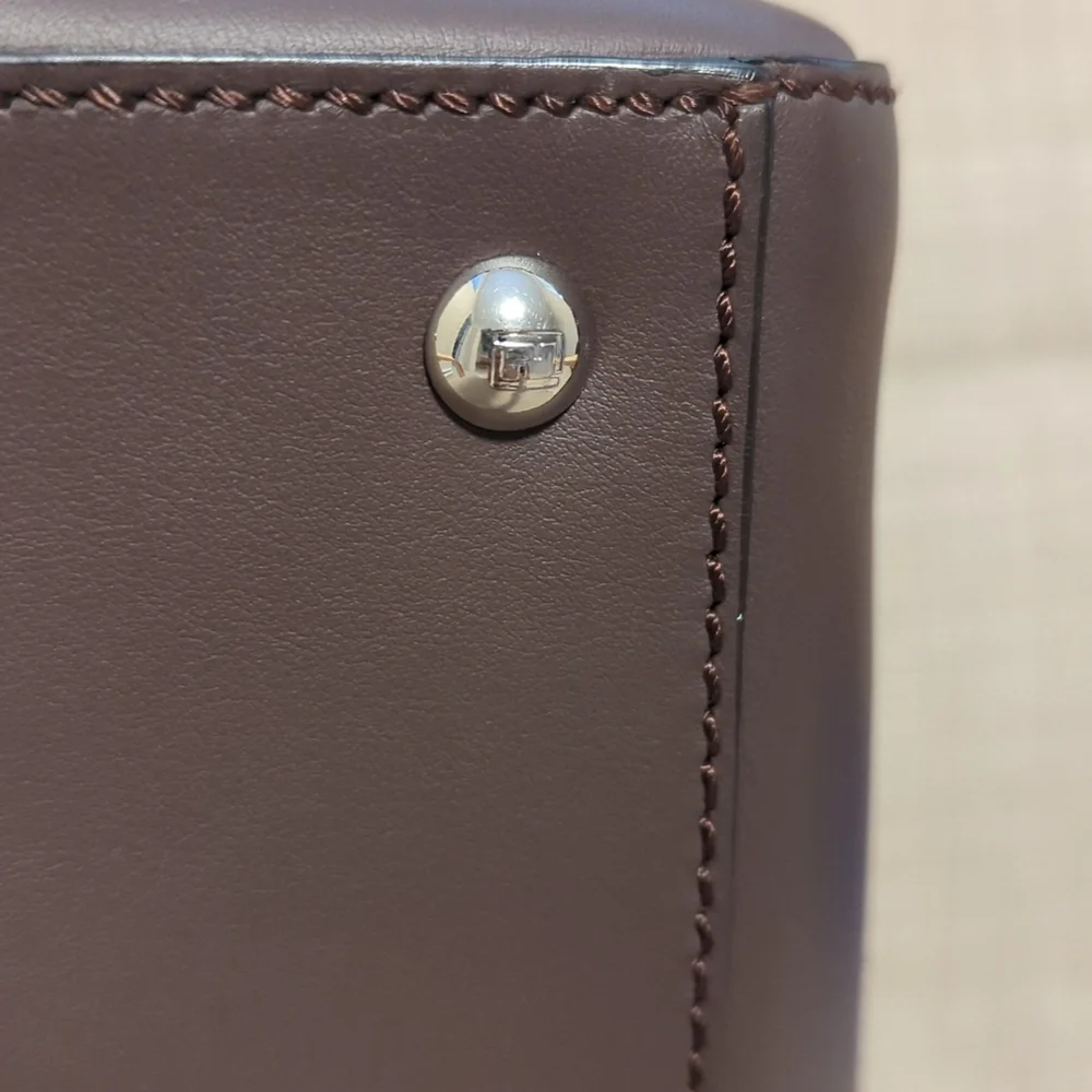 Fendi Chocolate Brown Leather Shoulder Bag with Silver Hardware - Picture 7 of 16